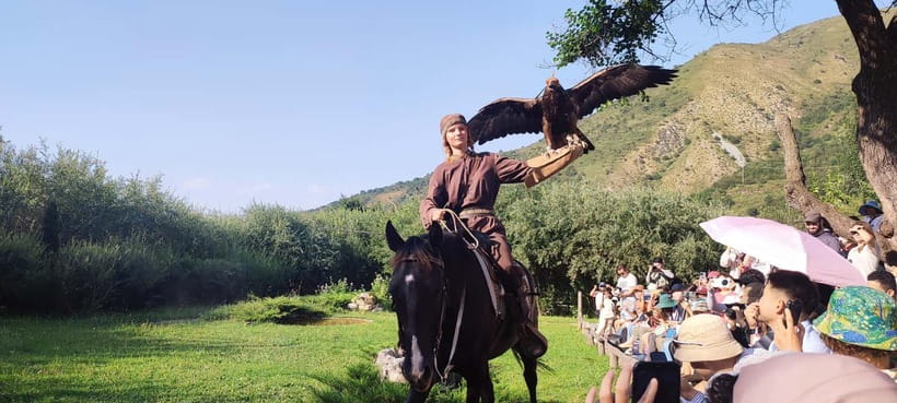 Almaty: Falconry show and Big Almaty Gorge - The Ayusai Waterfall mini-hike